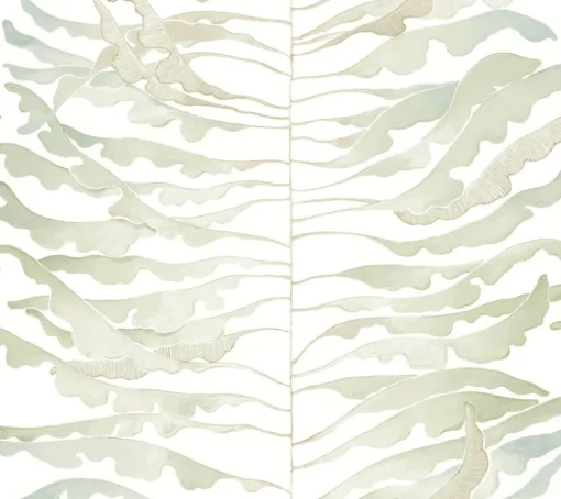 Formations Leaf Column Wallpaper - Green & White