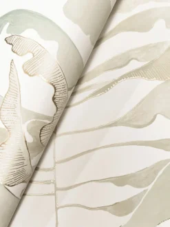Formations Leaf Column Wallpaper - Green & White