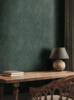 Formations Thatched Chevron Wallpaper - Bottle Green