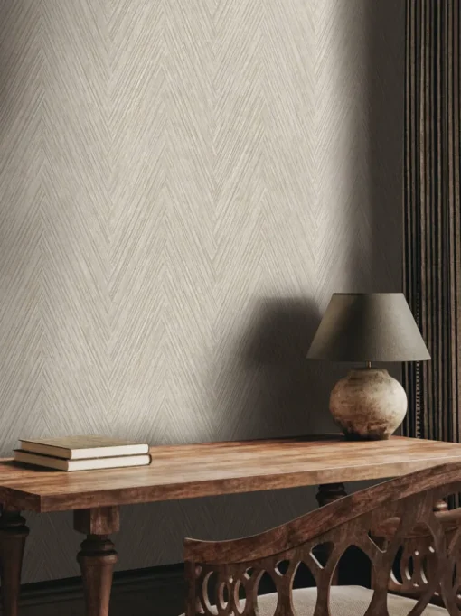 Formations Thatched Chevron Wallpaper - Linen