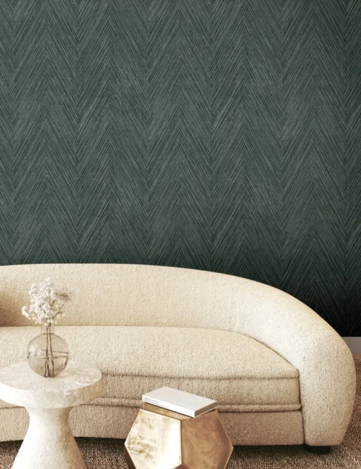 Formations Thatched Chevron Wallpaper - Bottle Green