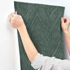 Formations Thatched Chevron Wallpaper - Bottle Green