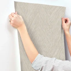 Formations Thatched Chevron Wallpaper - Linen