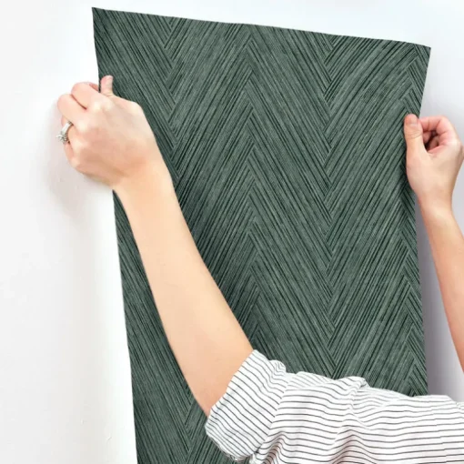 Formations Thatched Chevron Wallpaper - Bottle Green