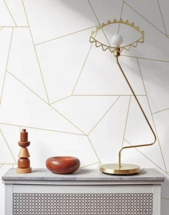 Fractured Prism Peel & Stick Wallpaper - Gold & White