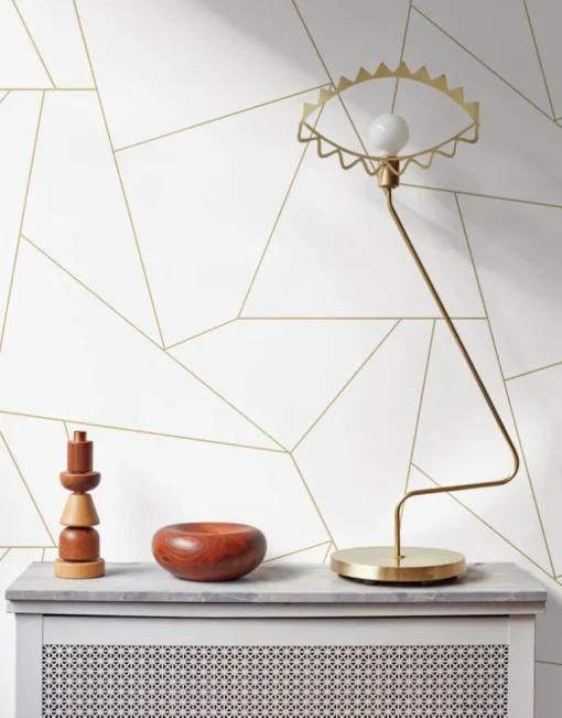 Fractured Prism Peel & Stick Wallpaper - Gold & White