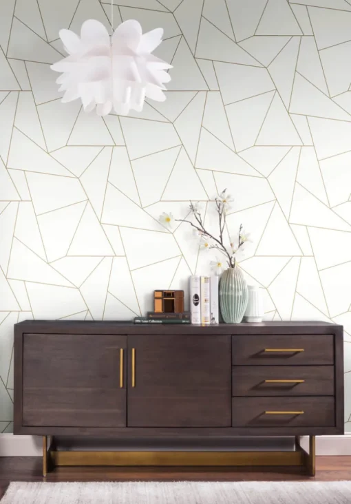 Fractured Prism Peel & Stick Wallpaper - Gold & White