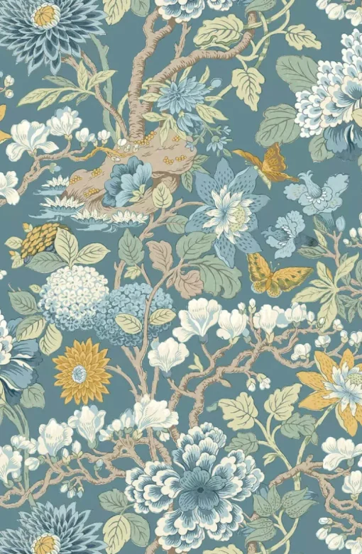 G P & J Baker Originals Little Magnolia Wallpaper - Denim & Ochre