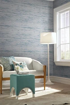 Grasscloth Resource Library Lustrous Grasscloth Wallpaper - Blue Gray