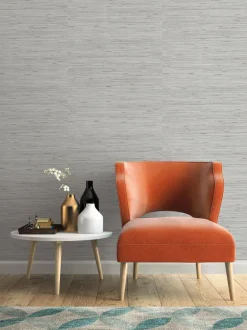 Grasscloth Resource Library Lustrous Grasscloth Wallpaper - Metallic Gray