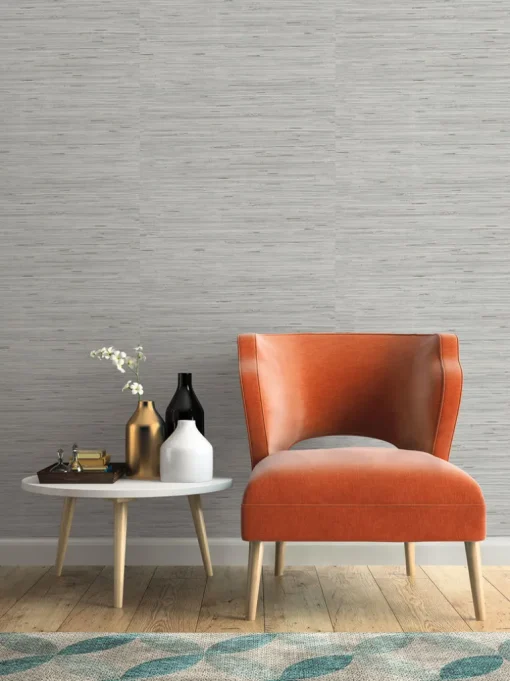 Grasscloth Resource Library Lustrous Grasscloth Wallpaper - Metallic Gray