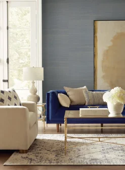 Grasscloth Resource Library Abaca Weave Wallpaper - Blue