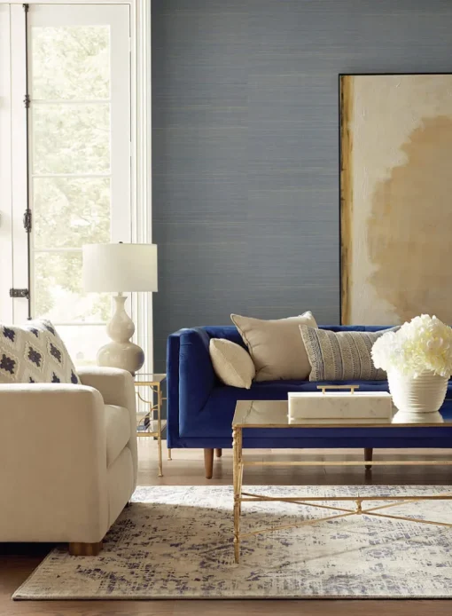 Grasscloth Resource Library Abaca Weave Wallpaper - Blue