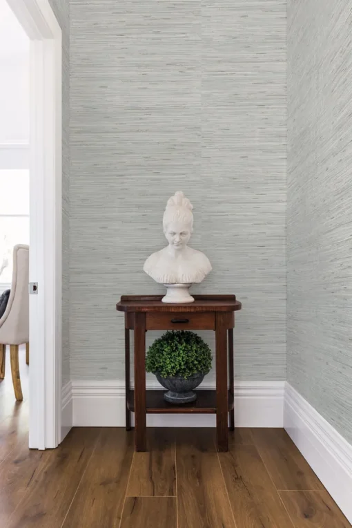 Grasscloth Resource Library Lustrous Grasscloth Wallpaper - Metallic Gray