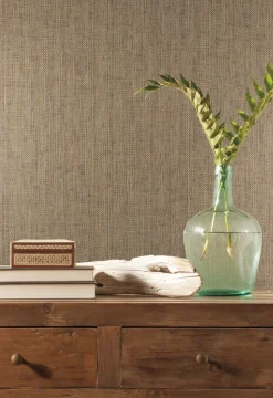 Grasscloth Resource Library Woven Crosshatch Wallpaper - Brown & Black