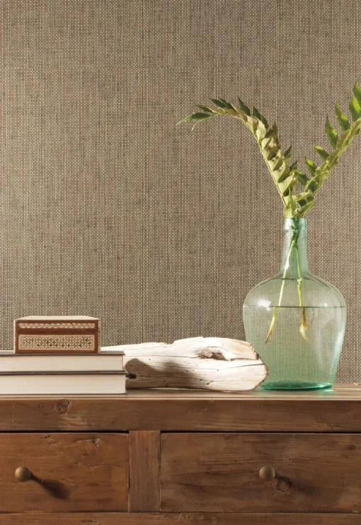 Grasscloth Resource Library Woven Crosshatch Wallpaper - Brown & Black