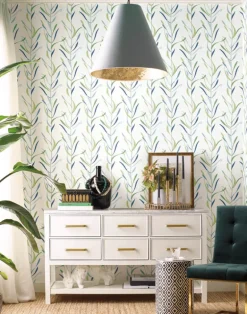Greenhouse Chloe Vine Wallpaper - Peacock
