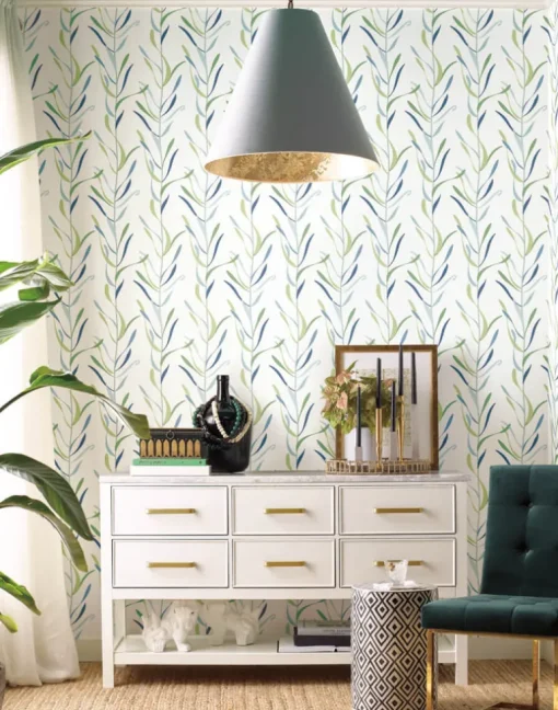 Greenhouse Chloe Vine Wallpaper - Peacock
