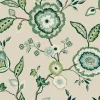 Greenhouse Dahlia Blooms Wallpaper - Linen & Jade