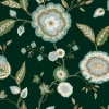 Greenhouse Dahlia Blooms Wallpaper - Forest & Seafoam