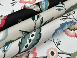 Greenhouse Dahlia Blooms Wallpaper - Linen & Jade