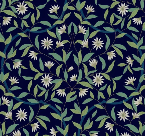 Greenhouse Jasmine Wallpaper - Indigo