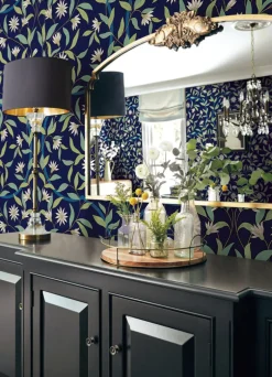 Greenhouse Jasmine Wallpaper - Indigo