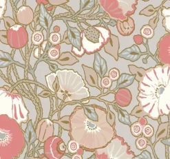 Greenhouse Vincent Poppies Wallpaper - Dove