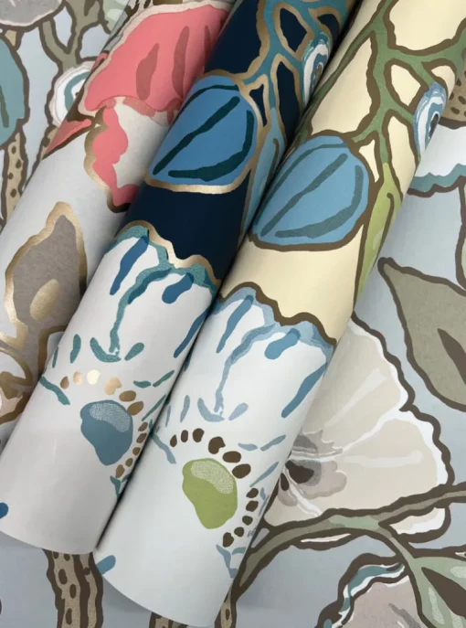 Greenhouse Vincent Poppies Wallpaper - Dove