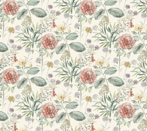 Handpainted Traditionals Midsummer Floral Wallpaper - Coral