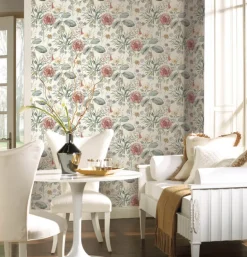 Handpainted Traditionals Midsummer Floral Wallpaper - Coral