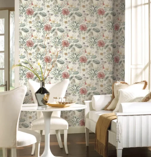 Handpainted Traditionals Midsummer Floral Wallpaper - Coral