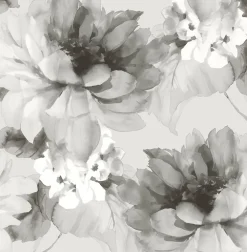 Harry & Grace Watercolor Floral Peel & Stick Wallpaper - Ash & Silver