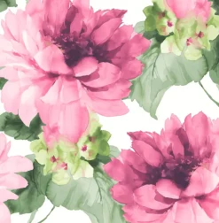 Harry & Grace Watercolor Floral Peel & Stick Wallpaper - Cerise Pink & Evergreen