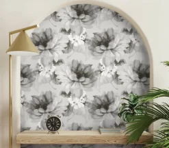 Harry & Grace Watercolor Floral Peel & Stick Wallpaper - Ash & Silver