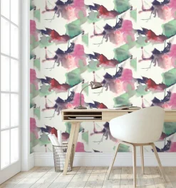 Harry & Grace Watercolor Block Peel & Stick Wallpaper - Fuchsia & Mint Green