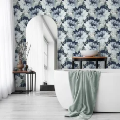 Harry & Grace Watercolor Floral Peel & Stick Wallpaper - Blue & Green