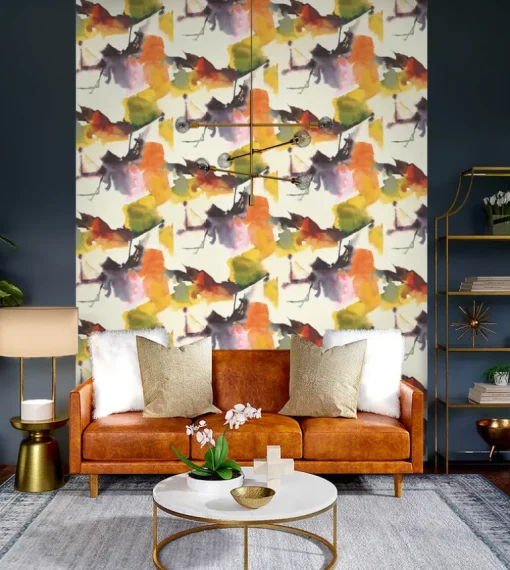 Harry & Grace Watercolor Block Peel & Stick Wallpaper - Persimmon & Plum