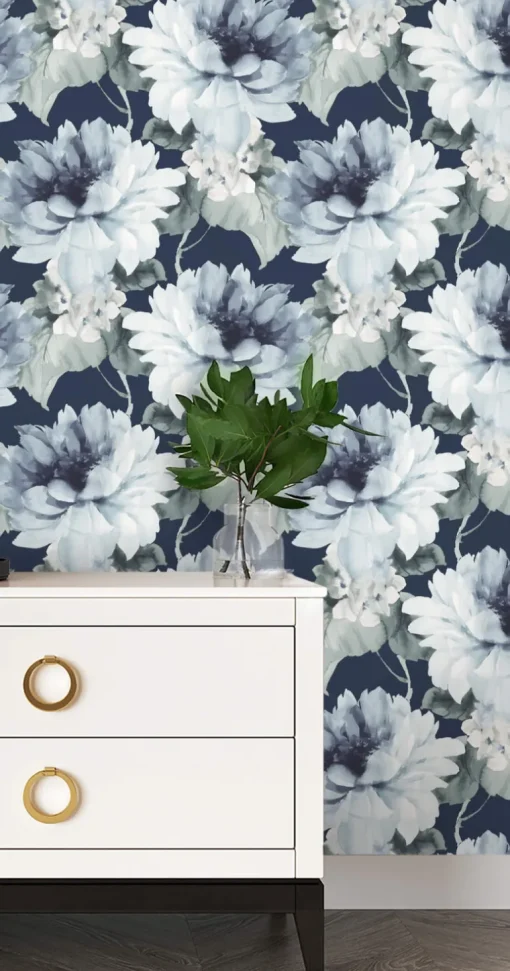 Harry & Grace Watercolor Floral Peel & Stick Wallpaper - Blue & Green