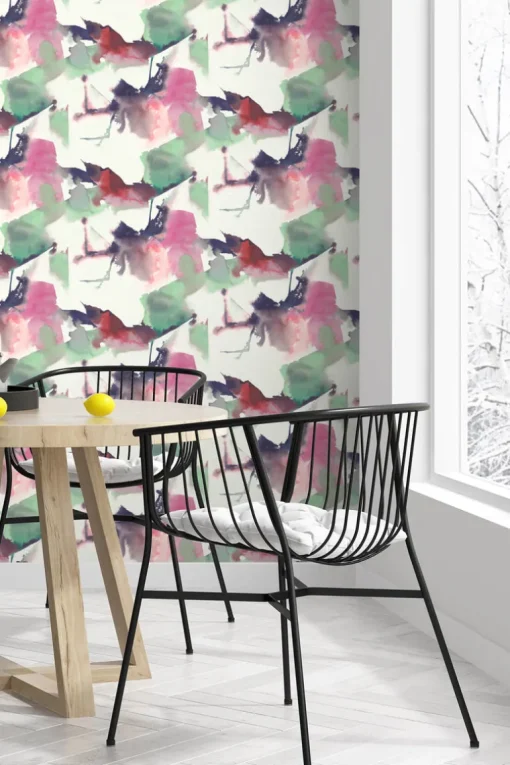 Harry & Grace Watercolor Block Peel & Stick Wallpaper - Fuchsia & Mint Green