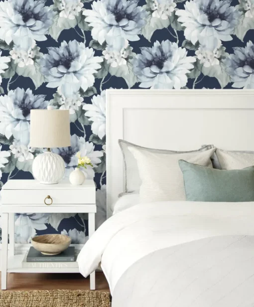 Harry & Grace Watercolor Floral Peel & Stick Wallpaper - Blue & Green