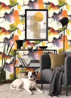 Harry & Grace Watercolor Block Peel & Stick Wallpaper - Persimmon & Plum