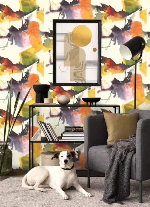 Harry & Grace Watercolor Block Peel & Stick Wallpaper - Persimmon & Plum