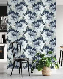 Harry & Grace Watercolor Floral Peel & Stick Wallpaper - Blue & Green