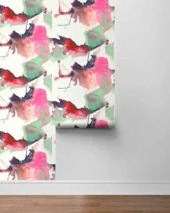 Harry & Grace Watercolor Block Peel & Stick Wallpaper - Fuchsia & Mint Green