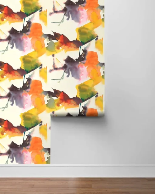 Harry & Grace Watercolor Block Peel & Stick Wallpaper - Persimmon & Plum