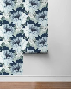 Harry & Grace Watercolor Floral Peel & Stick Wallpaper - Blue & Green