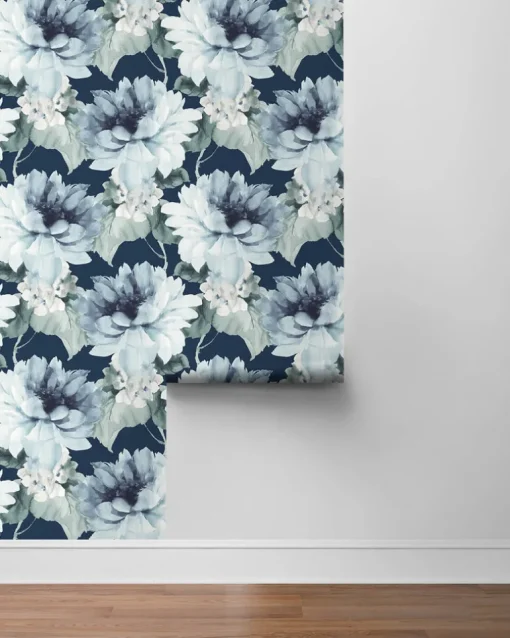 Harry & Grace Watercolor Floral Peel & Stick Wallpaper - Blue & Green