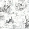 Harry Potter Hogwarts Map Peel & Stick Wallpaper - Black & White
