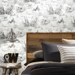 Harry Potter Hogwarts Map Peel & Stick Wallpaper - Black & White